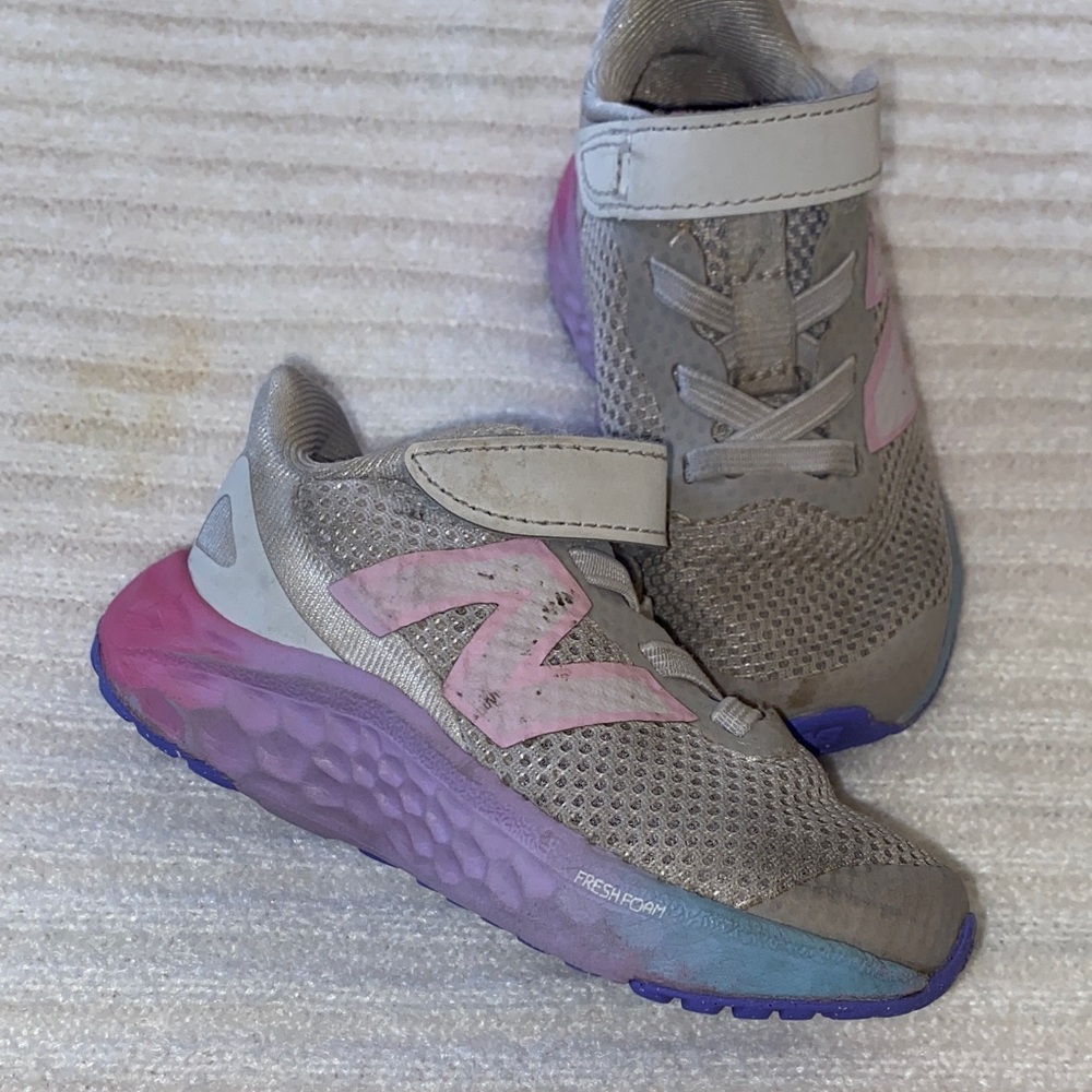 New Balance Kids' Gray and Pink Sneakers